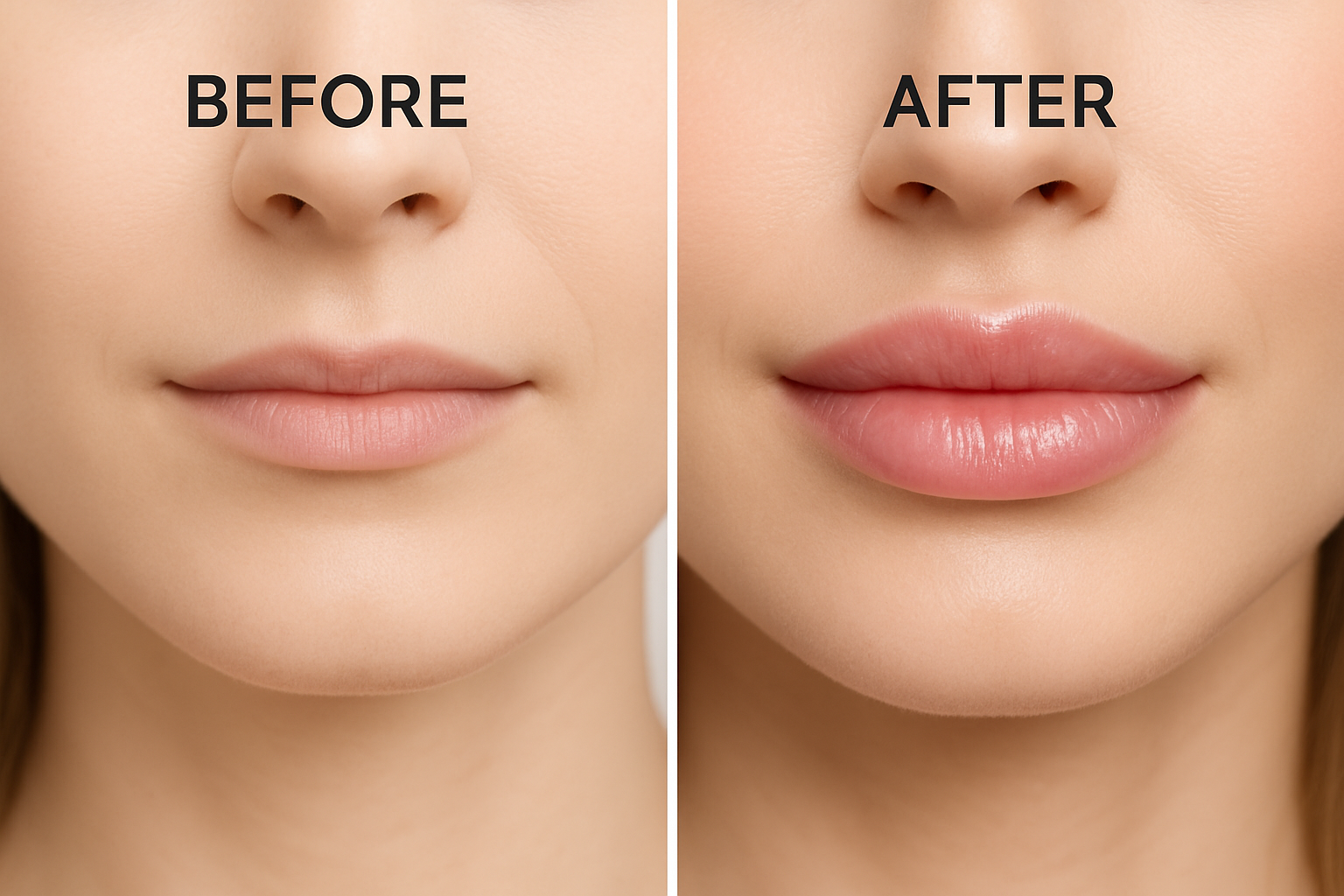 before and after of thin lips before and plumper lips after