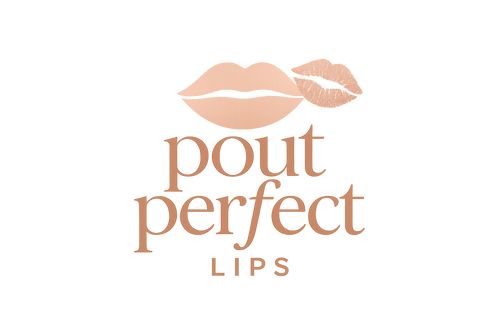 logo that says "pout perfect lips"